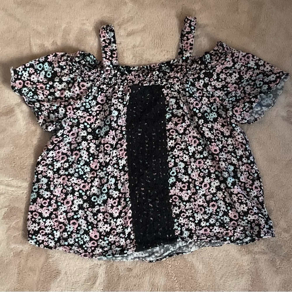 Floral Kids Top - Black, Pink, Blue
